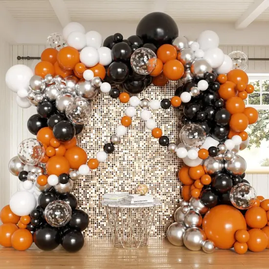 Orange and Black Balloons Arch Kit(Orange Black White) {1}