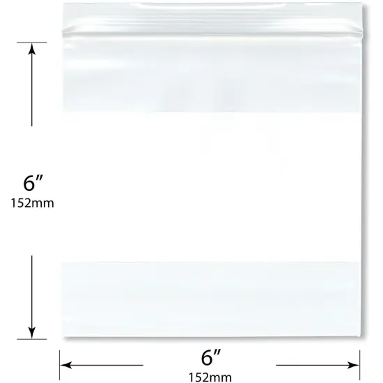 Plymor 6" x 6" (Pack of 100), 4 Mil Heavy Duty White-Block Zipper Reclosable Plastic Bags {3}
