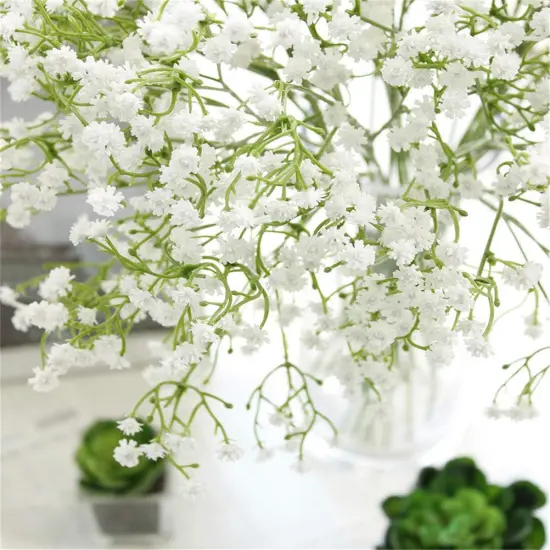 9 Pack Real Touch Artificial Baby's Breath Flowers - 21" Bendable Stems for Wedding Bouquets, Home Centerpieces & Outdoor Decor (Waterproof, Dustproof, White) {4}
