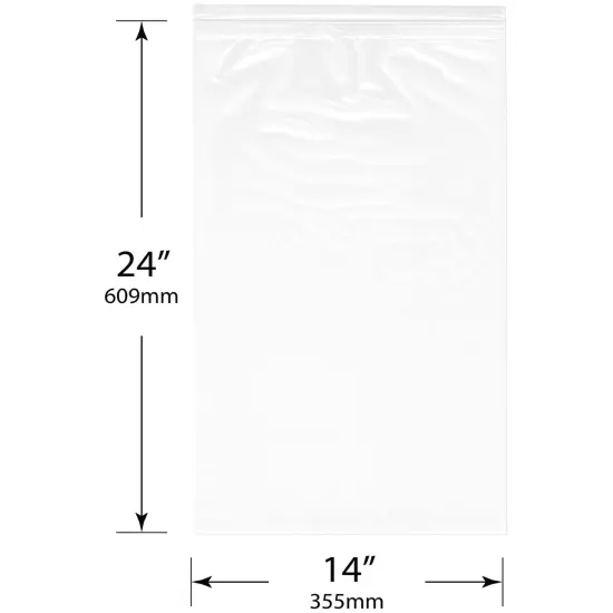 Plymor 14" x 24", 2 Mil Zipper Reclosable Plastic Bags {3}