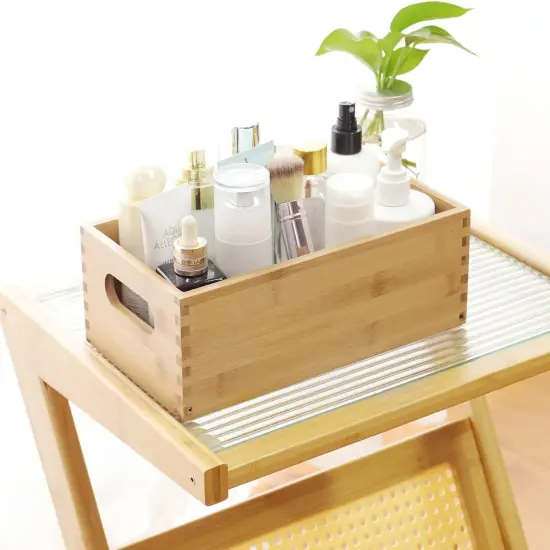 Set of 4 Nesting Wooden Crates for Storage, Bamboo Wood Storage Containers Bins, Handmade Natural Large Wooden Storage Boxes Baskets with Handles for Organizing Shelf Closet Cabinet {3}