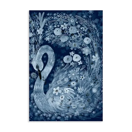 Stupell Industries Swirling Florals Swan Canvas Design by Kay Widdowson {1}