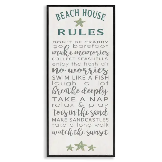 Stupell Industries Fun Recreations Beach Rules Framed Giclee Design by Seven Trees Design {1}