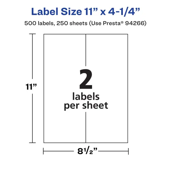 Avery Matte White Rectangle Labels, 11" x 4.25" {5}