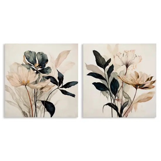 Stupell Industries Black & Beige Botanicals 2pc Canvas Wall Art Set Design by Lazar Studio {1}