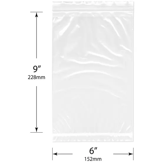 Plymor 6" x 9", 2 Mil with Pouch Zipper Reclosable Plastic Bags {3}