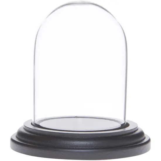 Plymor 1.85" x 2.875" Mini Glass Display Dome Cloche Black Wood {1}