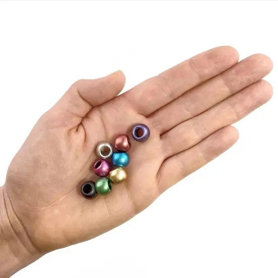 Multicolor Matte Metallic Acrylic Large Hole Beads 12mm with 5.7mm Hole, 400 Count {2}
