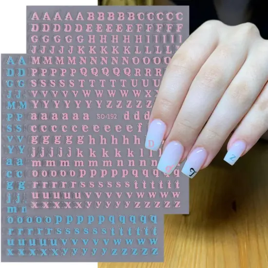 8 Sheets Letter Nail Stickers Gold Silver English {5}