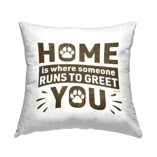 Pet Runs To Greet You Design by Lauren Rader Throw Pillow {1}