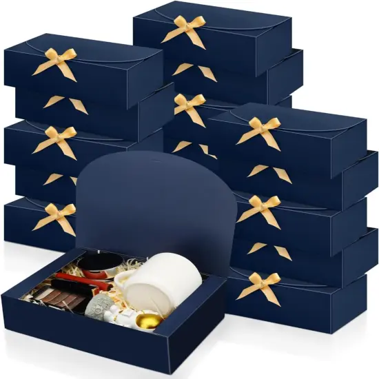 16Pcs Gift Boxes with Lids, 10.6''x7.8''x3.1'' Blue Kraft Paper Gift Box, Bridesmaid Proposal Box with Ribbon and 70pcs Adhesive Dots {1}