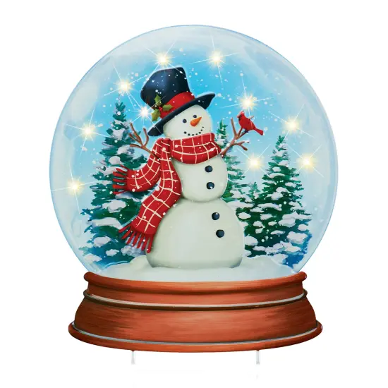 Collections Etc Solar Powered Festive Snowman Snow Globe Stake Decoration {2}