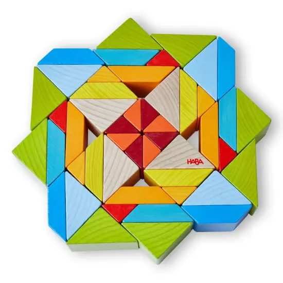 HABA Wooden Mosaic 3D Arranging Game &ndash; Colorful Building Blocks & Geometric Puzzle for Toddlers, Montessori Toys for 3+ Year Old, STEM Learning Toy Multicolor {6}