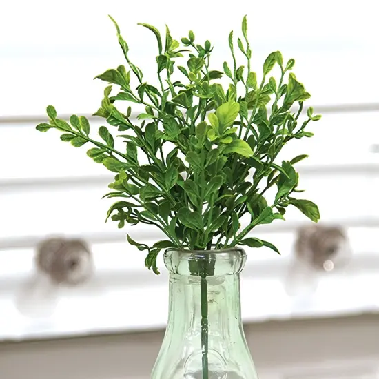 13" Evergreen English Boxwood Pick with Realistic Green Leaves for Home Decor {3}