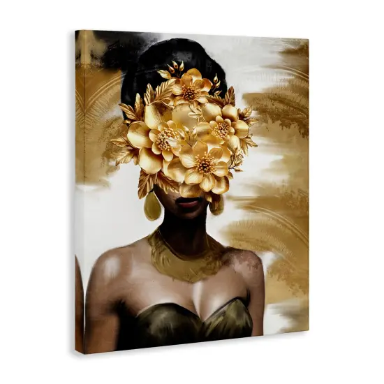 Stupell Industries Golden Gaze Female Portrait Canvas By Kim Allen {3}