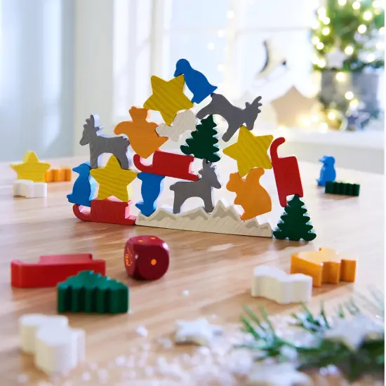 HABA Animal Upon Animal Christmas Limited Edition Wooden Stacking Game in Collector's Tin - Fun Games with Wooden Animals & Christmas Games Multicolor {3}