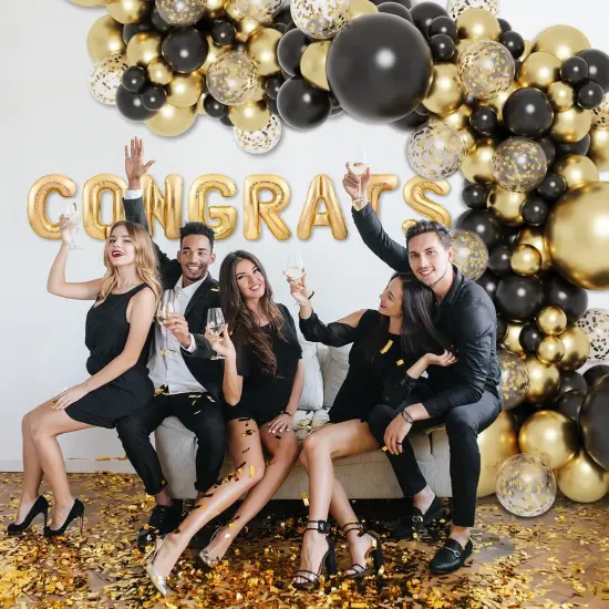 130pcs Black and Gold Party Balloons {5}
