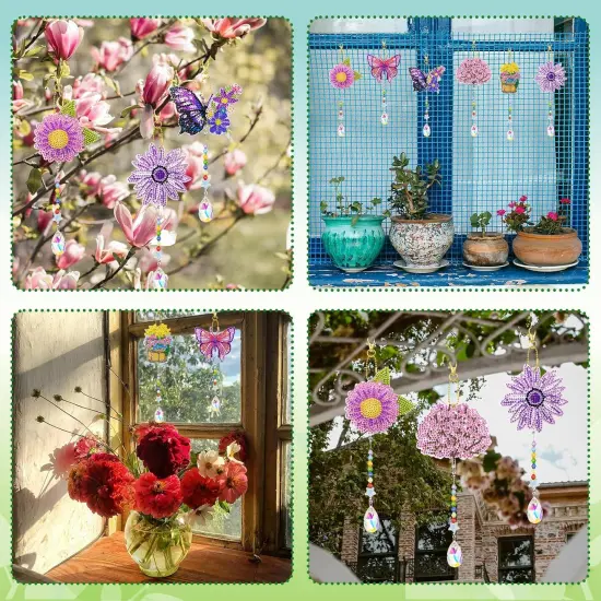 6Pcs 5D Diamond Painting Wind Chimes Kit rystal Wind Chime Diamond Painting Kits Double Sided DIY Art Hanging Ornament Crafts for Home Window Decor (Spring) {4}