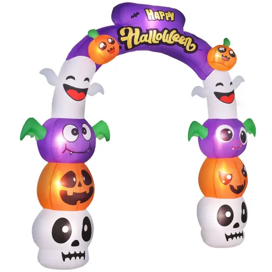 Outsunny 8ft Halloween Inflatable Archway, Pumpkin Skulls Ghosts Bats, with Yellow Lettering {1}