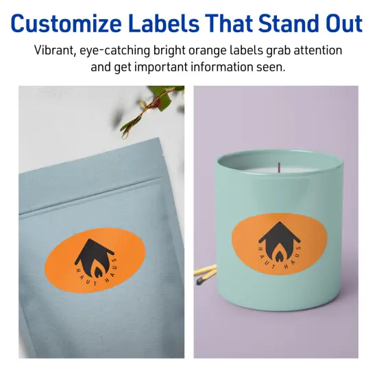 Avery Bright Orange Paper Labels, 2" x 3-1/3" Oval {3}