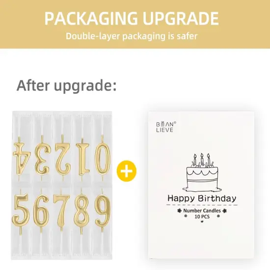 10-Pieces Numeral Birthday Cake Candles (Champagne Gold) {5}