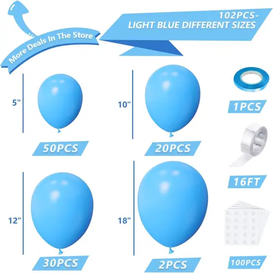 102PCS Red Latex Balloon Arch Kit Blue {5}