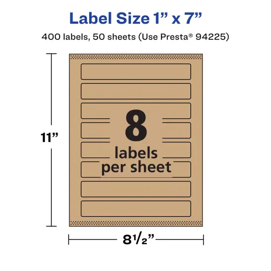 Avery Kraft Brown Rectangle Labels with Sure Feed, 1" x 7" {5}