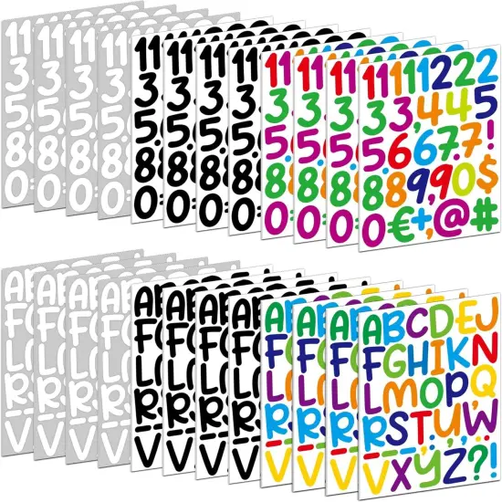 24 Sheets 2 Inch Vinyl Alphabet Stickers Self Adhesive ABC Number Stickers (24, Multicolor) {1}