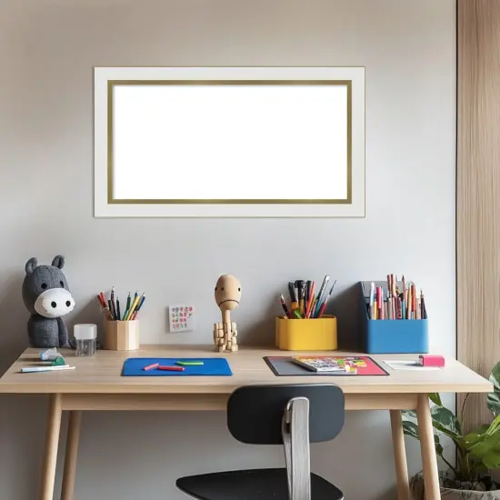 Eva Narrow Framed Dry Erase Magnetic Board White Gold {5}