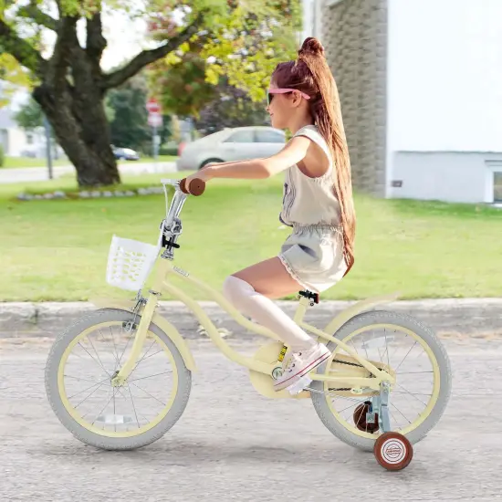 Costway 18'' Kids Bike Toddler Bicycle with Training Wheel Kickstand for 4-8 Years Old Purple/Pink/Turquoise/Blue/Beige/Green {4}