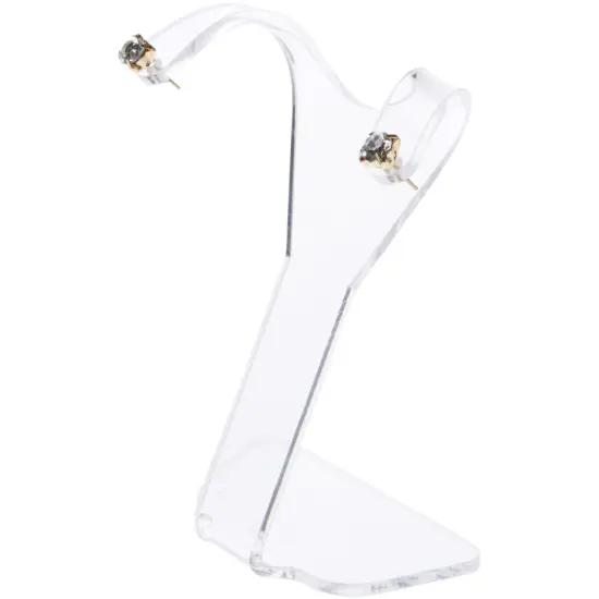Plymor Clear Acrylic Divided Pair Hanging Earring Display Stand, 3.125" W x 1.75" D x 4" H {3}