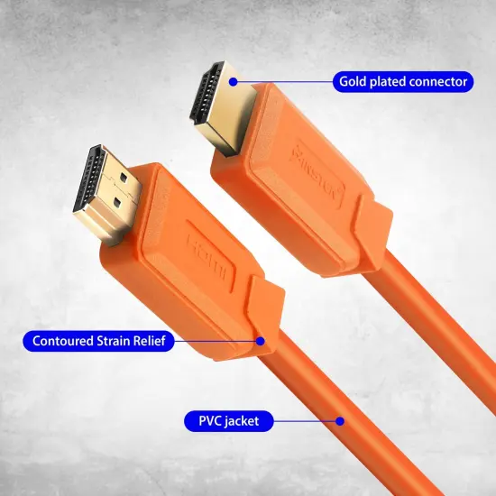 Insten - 2 Pack 1.5 ft HDMI High Speed Cable, 2.1 Version, 8K 60Hz, 48Gbps, PVC Cable, Gold Connectors, Orange {5}
