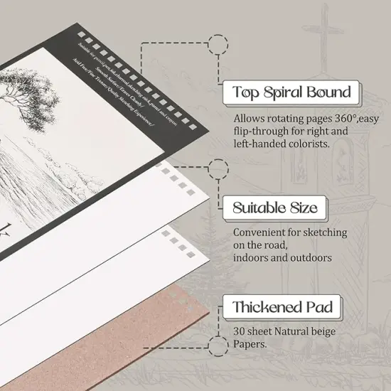 20 Pcs 5.5'' x 8.5'' Top Spiral Bound Sketch Book 30 Sheet Each(68lb/100gsm) {3}