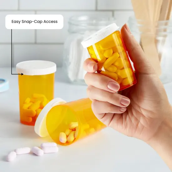 50 Pack Empty Pill Bottles with Caps for Prescription Medication, 20-Dram Plastic Medicine Containers (Orange) {4}