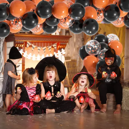 Orange and Black Confetti Party Balloon(Black Orange) {5}