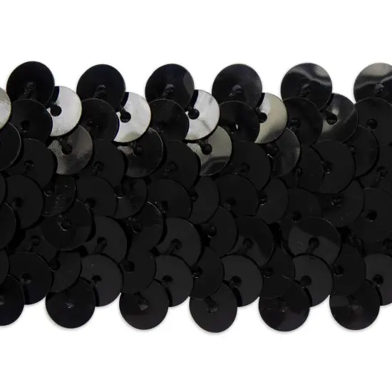 5 yards of 3 Row 1 1/4" Metallic Stretch Sequin Trim | 5 yard cut Black {1}