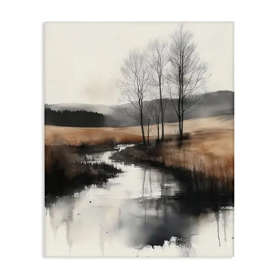 Stupell Industries Sepia Countryside River Canvas By Annabelle Hall {1}
