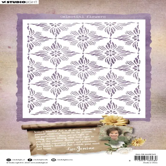 Jenine's Mindful Art Stencil 5.83"X8.27"-Celestial Flowers, Growing & Blooming {3}