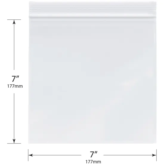 Plymor 7" x 7", 2 Mil Zipper Reclosable Plastic Bags {3}