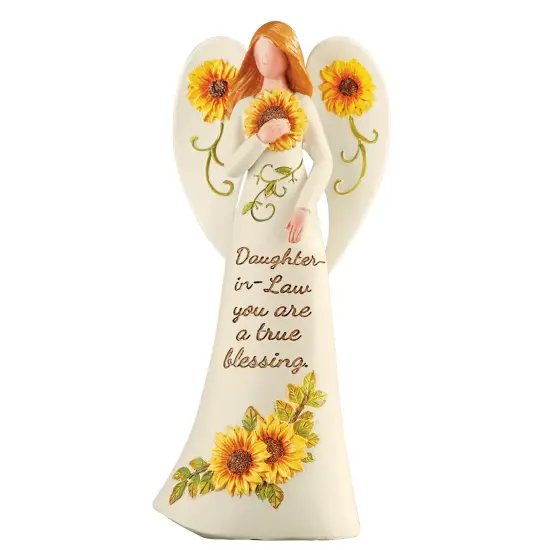 Collections Etc Hand-Painted Inspirational Sunflower Decorative Angel {2}