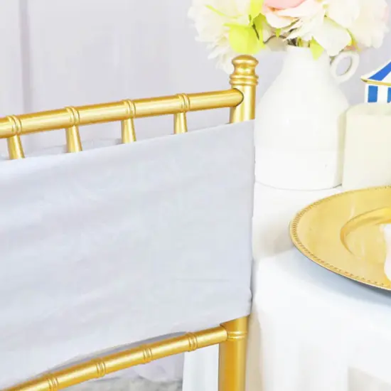 10 Pieces White Embossed Spandex Chair Bands 7.5"x13" Durable Banquet Decor {5}