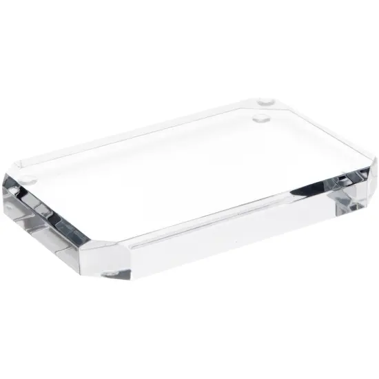 Plymor Clear Acrylic Beveled Corner-Cut Rectangular Display Base, 6" W x 4" D x 0.75" H {2}