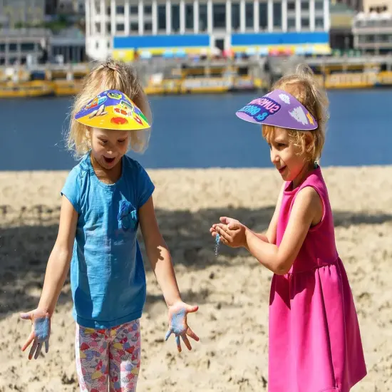 Summer Felt Visor Hats Crafts Kits for Kids Bulk, DIY Beach Sun Visor Hat Activities with Stickers for Hawaiian/Luau/Under-The-Sea Party Supplies {2}