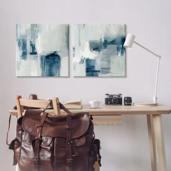 Stupell Industries Blue & Grey Tone Brush Strokes 2pc Canvas Set By Susan Jill {2}
