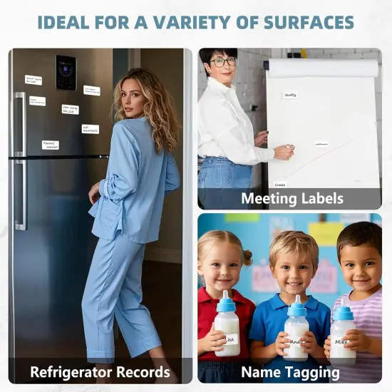 Dry Erase Labels Sticky Notes for Containers, Reusable Waterproof Removable Stickers for Organizing, Freezer, Kitchens, Classroom, Whiteboard, All Purpose Use {5}
