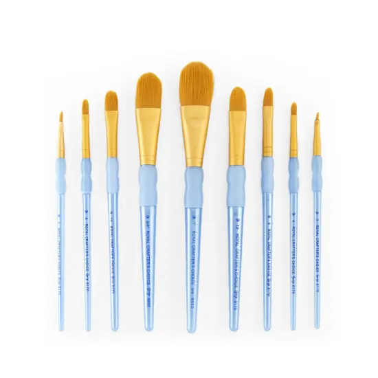 RCC 303 | Crafter's Choice&trade; 9pc Golden Taklon Filbert/Oval Wash Brush Set {3}