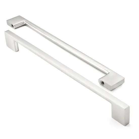 Cauldham Solid Kitchen Cabinet Pulls Handles (9" Hole Centers) - Modern Thin Profile Drawer/Door Hardware - Style M255 - Satin Nickel {2}
