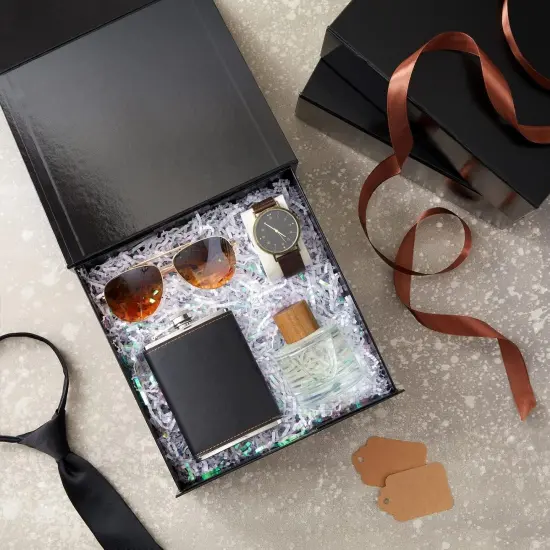 Groomsmen Proposal Gift Box 6 Pack - Glossy Black Magnetic Square with Lids for Bridal Showers, Parties, Retail {3}