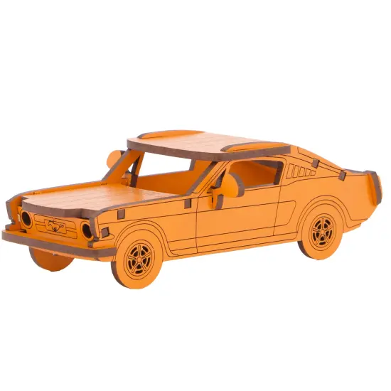 Little & Wood: Woodlet: Medium - Muscle Car - Orange, 3D Wooden Kit-Set, Vehicle Puzzle, Easy Assembly, Pop Build Fun, Sustainably Sourced, Ages 6+ {1}