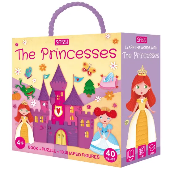 Sassi: Q-Box - The Princesses - Read-Play-Learn Enchanting Set, 40pc Puzzle, Booklet, 10 Figures, Storage Box, Interactive Educational Fun, Kids 4+ {1}